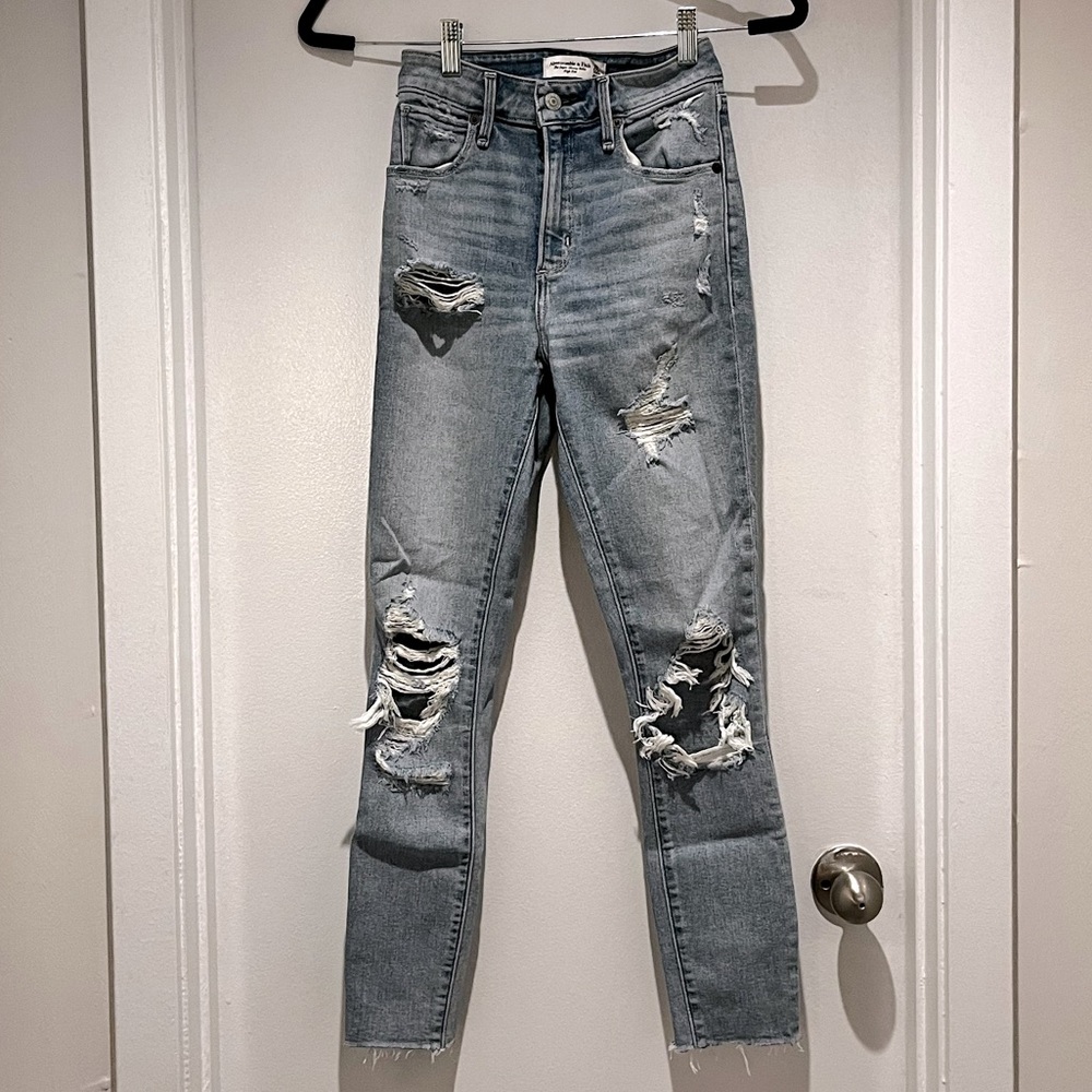A&F Super Skinny Ankle High Rise Jeans